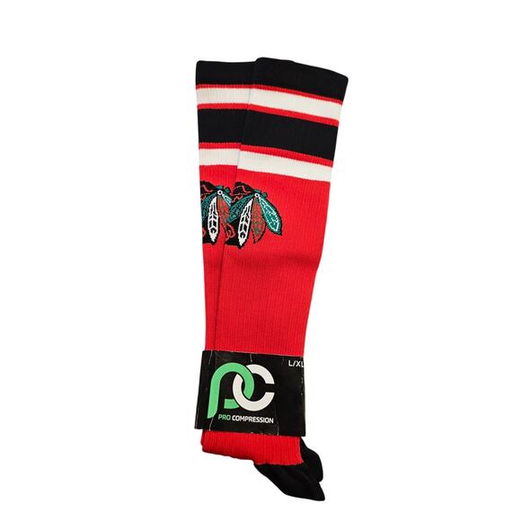 NWT Pro compression NHL Chicago Blackhawks game day socks L / XL  20-30 mmhg NEW - Picture 1 of 3